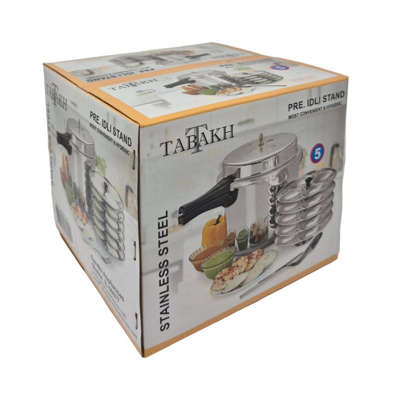 T TABAKH Tabakh Stainless Steel 5-Rack Idli Stand, Medium, Silver - Image 2